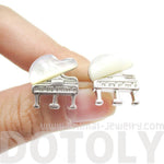 Musical Instrument Themed Grand Piano Shaped Stud Earrings in Silver | DOTOLY