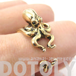 Octopus Squid Sea Animal Wrap Around Hug Ring in Shiny Gold | US Size 4 to 9 | DOTOLY