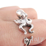 Octopus Squid Shaped Wrap Around Animal Ring in 925 Sterling Silver