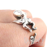 Octopus Squid Shaped Wrap Around Animal Ring in 925 Sterling Silver