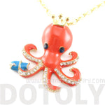 Octopus with Crown Shaped Animal Pendant Necklace in Orange | DOTOLY | DOTOLY