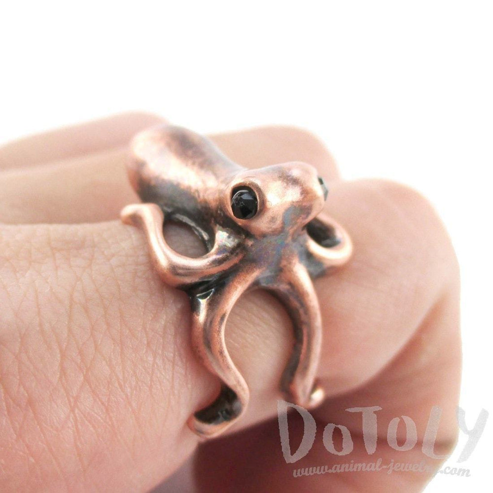 Octopus Wrapped Around Your Finger Shaped Ring in Copper | US Sizes 4 to 8 | DOTOLY