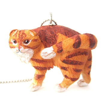 Orange and White Manx Tabby Kitty Cat Animal Plastic Pendant Necklace | Animal Jewelry | DOTOLY