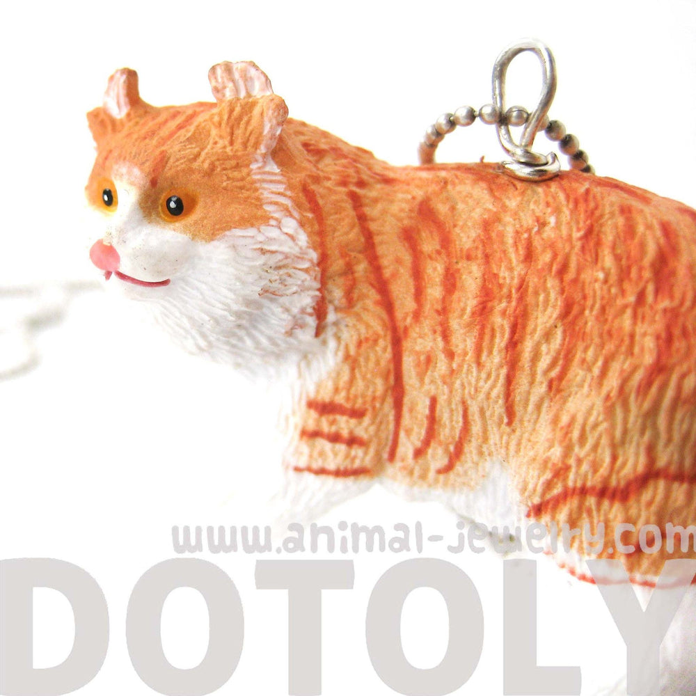 Orange and White Tabby Kitty Cat Animal Plastic Pendant Necklace | Animal Jewelry | DOTOLY