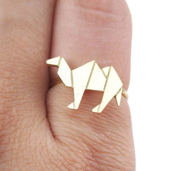 Origami Camel Silhouette Shaped Adjustable Ring in Gold | DOTOLY