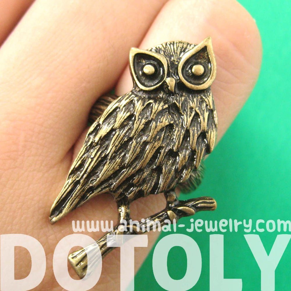 Realistic Owl Bird Animal Ring in Bronze Size 7 Only | DOTOLY