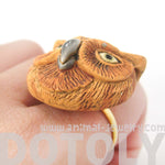 Owl Bird Head Shaped Porcelain Ceramic Adjustable Animal Ring | Handmade | DOTOLY