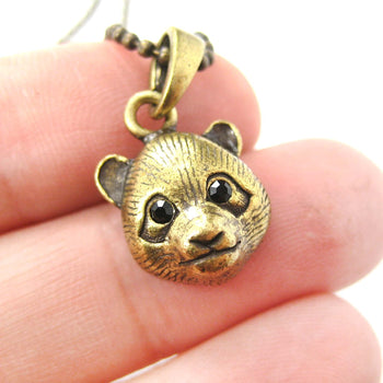 Panda Teddy Bear Animal Charm Necklace in Brass | Animal Jewelry | DOTOLY