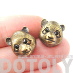 Panda Teddy Bear Realistic Animal Stud Earrings in Brass | Animal Jewelry | DOTOLY