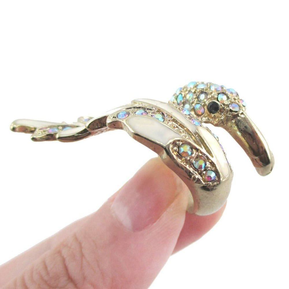 Peacock Shaped Animal Ring 2 Piece Set with Rhinestones | DOTOLY