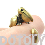 Pelican Bird Shaped Animal Wrap Around Ring in Brass | Sizes 4 to 9 Available | DOTOLY