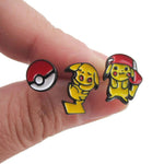 Pikachu and Pokeball Pokémon Themed 3 Piece Stud Earring Set | DOTOLY