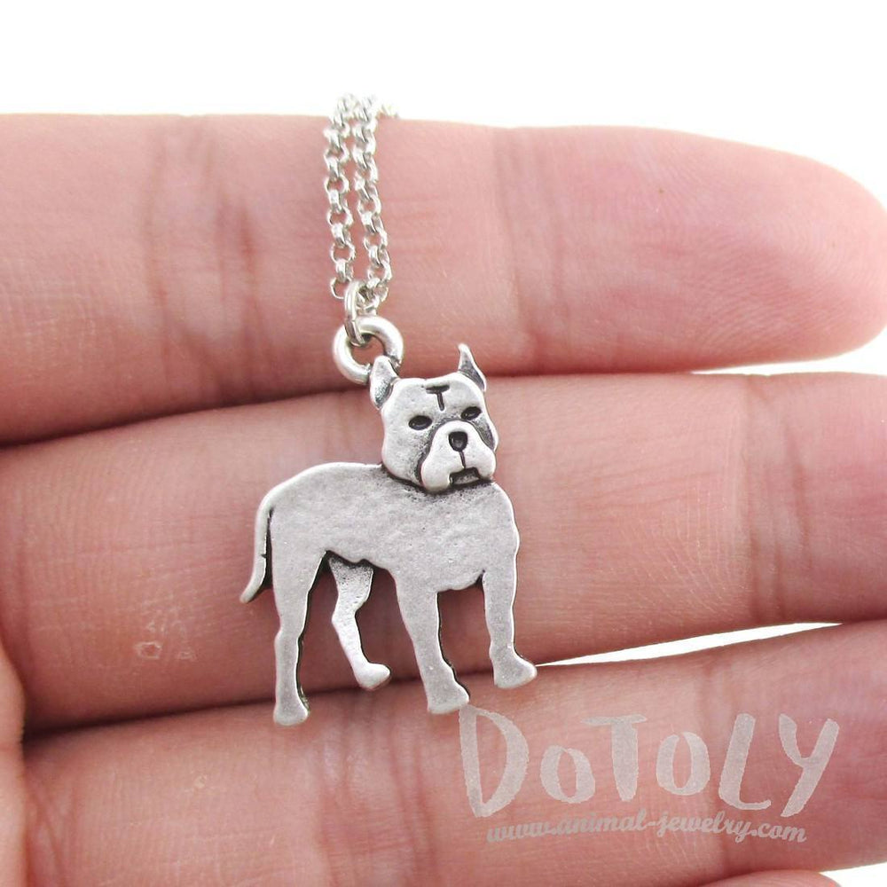 Pit Bull Dog Breed Shaped Charm Necklace in Silver | Animal Jewelry