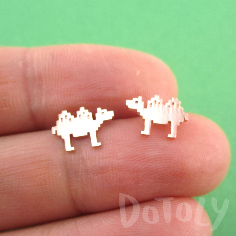 Pixel Camel Shaped Allergy Free Stud Earrings in Rose Gold | DOTOLY