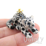 Playful Porcelain Snow Leopard Cub Shaped Ceramic Pendant Necklace