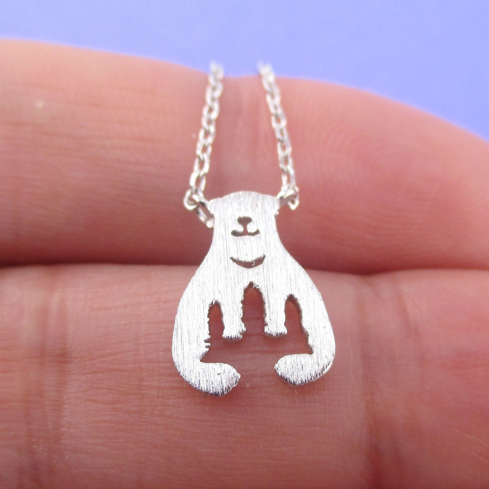 Polar Bear Aurora Northern Lights Silhouette Shaped Pendant Necklace