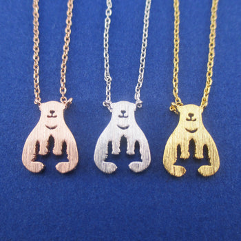 Polar Bear Aurora Northern Lights Silhouette Shaped Pendant Necklace