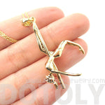3D Aerial Pole Dancer Leg Hang Pendant Necklace in Gold