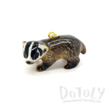 Porcelain Badger Shaped Hand Painted Ceramic Animal Pendant Necklace