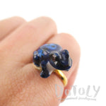 Porcelain Blue Poison Dart Frog Shaped Ceramic Adjustable Animal Ring