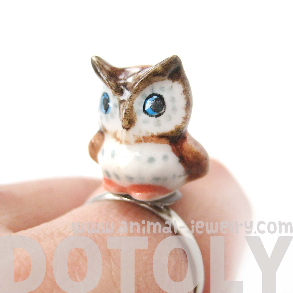porcelain-ceramic-adorable-owl-bird-animal-adjustable-ring-handmade