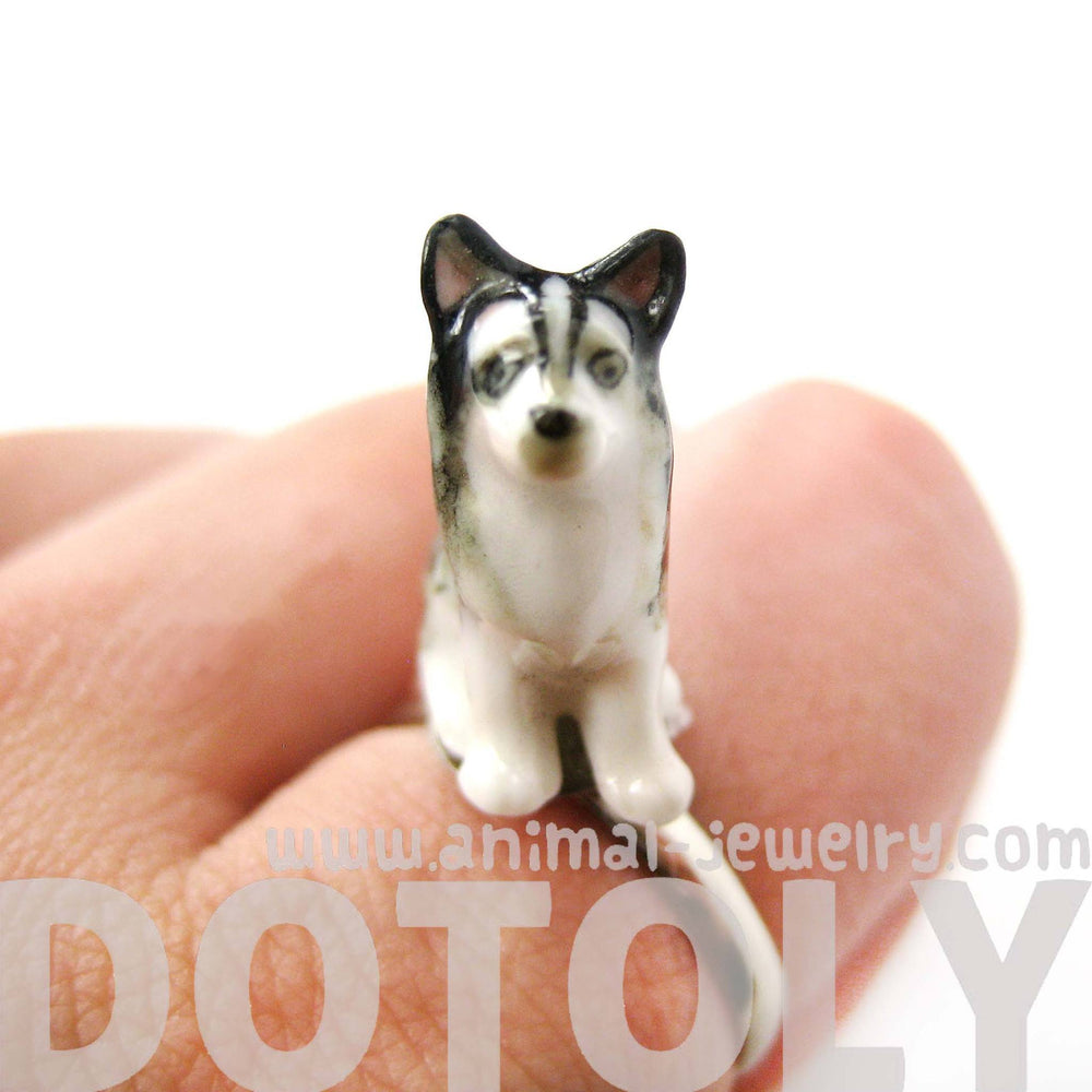 porcelain-ceramic-siberian-husky-puppy-dog-animal-adjustable-ring-handmade