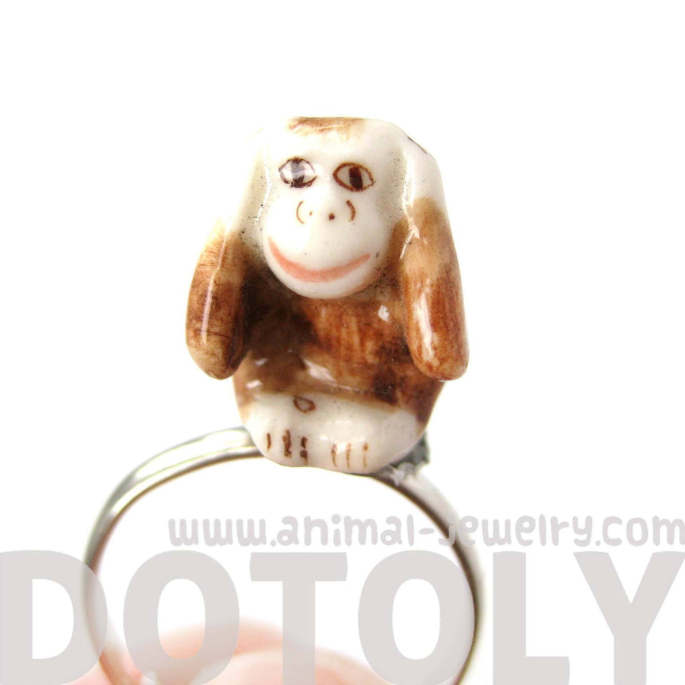 porcelain-ceramic-monkey-with-hands-over-ears-animal-adjustable-ring-handmade