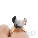 Porcelain Chicken Hen Shaped Ceramic Adjustable Animal Ring | Handmade