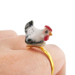 Porcelain Chicken Hen Shaped Ceramic Adjustable Animal Ring | Handmade