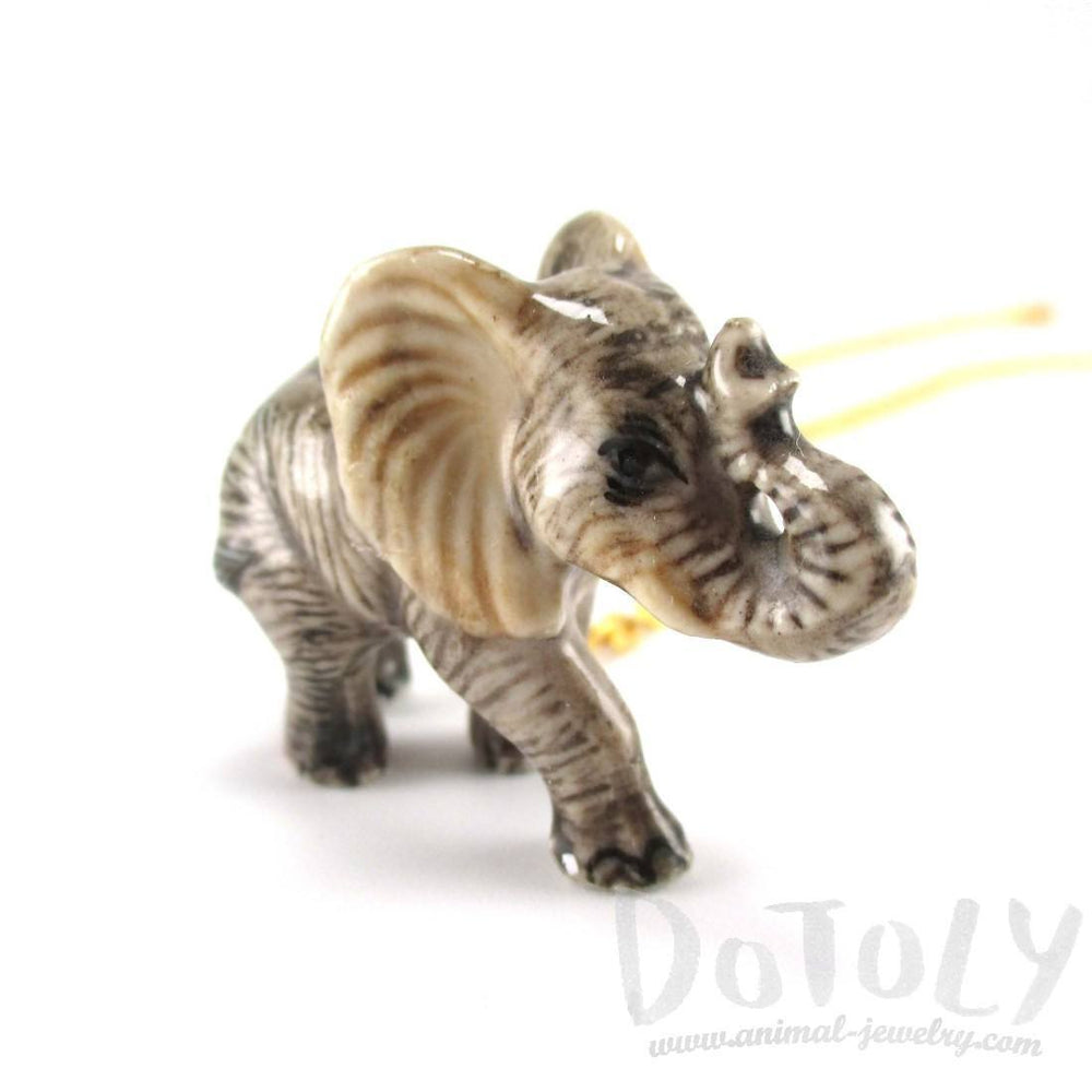 Porcelain Elephant Shaped Hand Painted Ceramic Animal Pendant Necklace