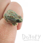 Porcelain Green Spotted Frog Shaped Ceramic Adjustable Animal Ring