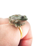 Porcelain Green Spotted Frog Shaped Ceramic Adjustable Animal Ring