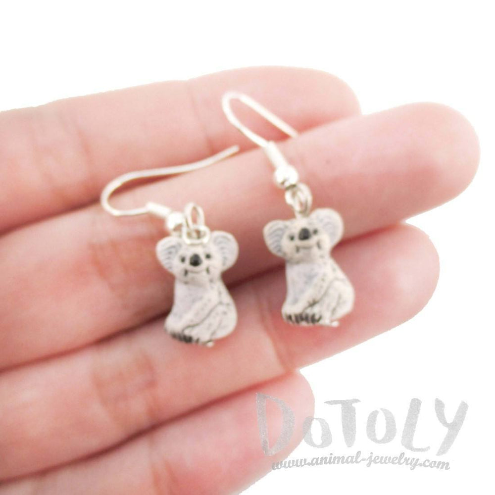 Porcelain Koala Bears Shaped Ceramic Animal Dangle Earrings | Handmade