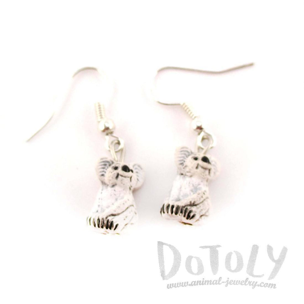 Porcelain Koala Bears Shaped Ceramic Animal Dangle Earrings | Handmade