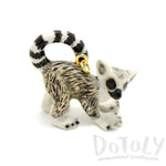 Porcelain Ring Tailed Lemur Shaped Ceramic Animal Pendant Necklace