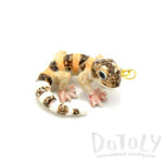 Porcelain Banded Gecko Lizard Shaped Ceramic Animal Pendant Necklace