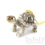 Porcelain Tortoise Turtle Shaped Ceramic Animal Pendant Necklace
