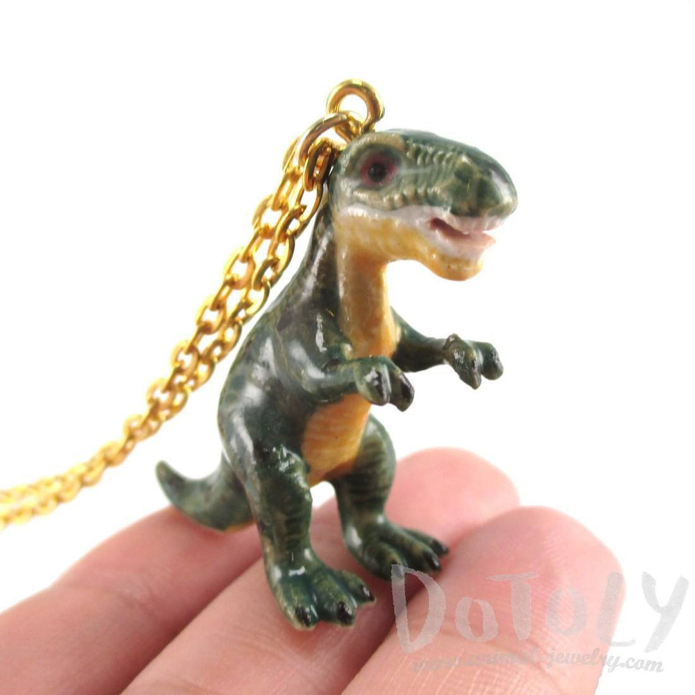Porcelain Tyrannosaurus T-Rex Dinosaur Shaped Animal Pendant Necklace
