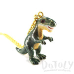 Porcelain Tyrannosaurus T-Rex Dinosaur Shaped Animal Pendant Necklace