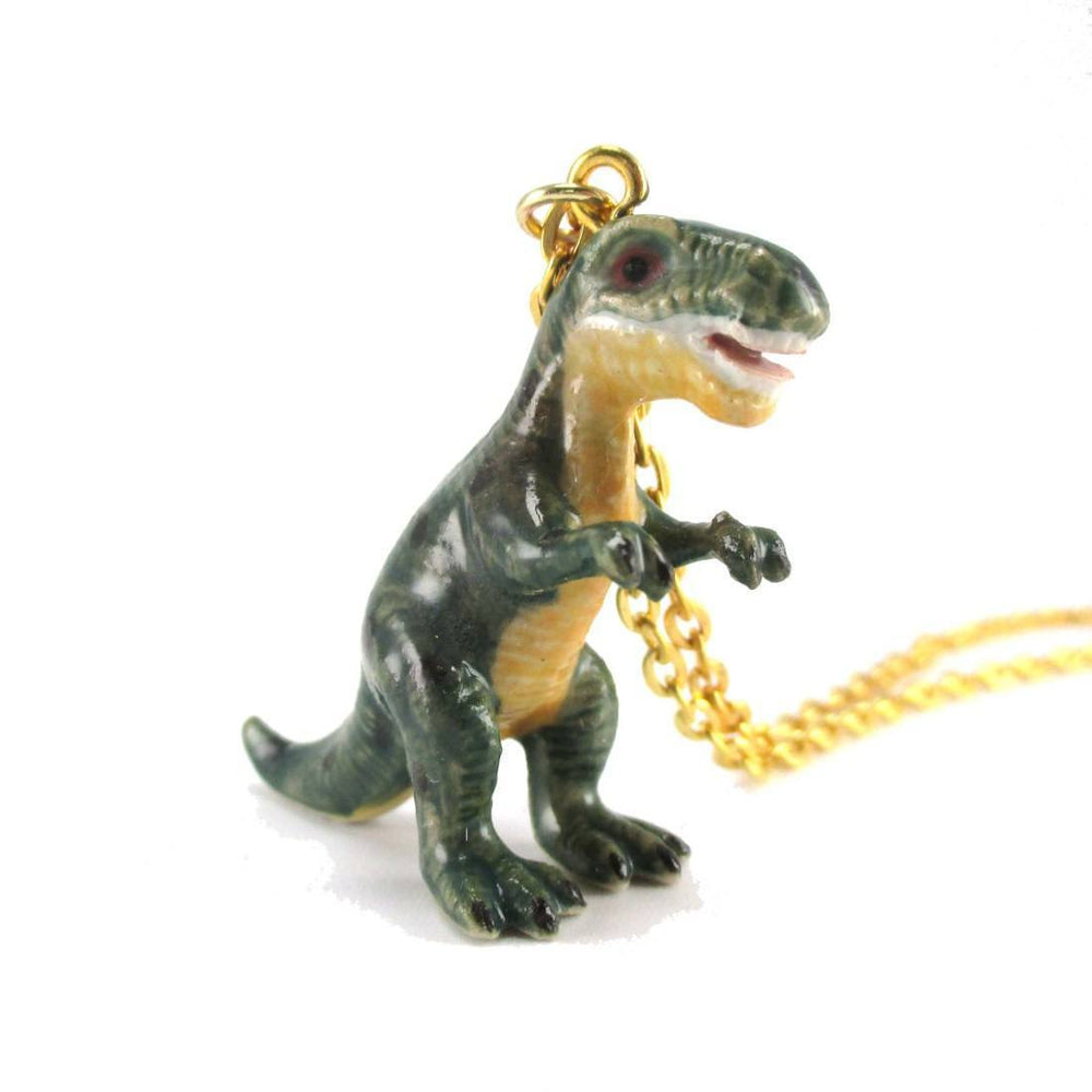 Porcelain Tyrannosaurus T-Rex Dinosaur Shaped Animal Pendant Necklace