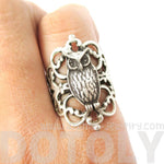 Pretty and Elegant Antique Silver Floral Filigree And Owl Shaped Ring