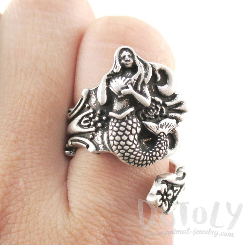 Mermaid Antique Spoon Wrap Ring in Silver | DOTOLY
