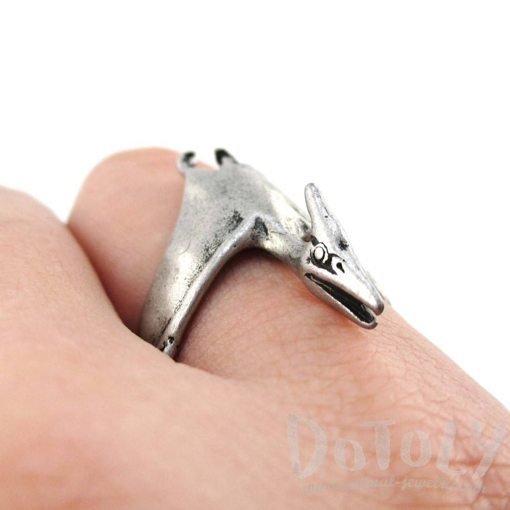 Pterodactyl Dinosaur Shaped Animal Ring in Silver | US Size 5 to 9 | DOTOLY