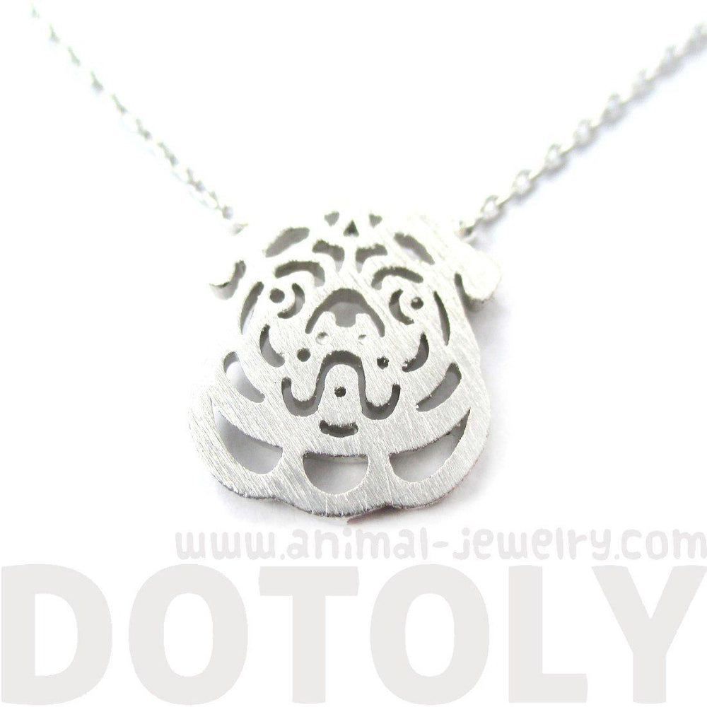 Pug Puppy Dog Face Cut Out Shaped Pendant Necklace in Silver | Animal Jewelry | DOTOLY