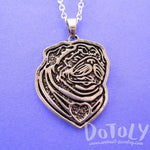 Pug Puppy Dog Portrait Pendant Necklace in Silver | Animal Jewelry | DOTOLY