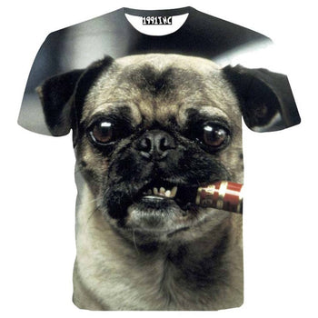Pug Smoking a Cigar Animal Meme Graphic Digital Print T-Shirt | DOTOLY | DOTOLY