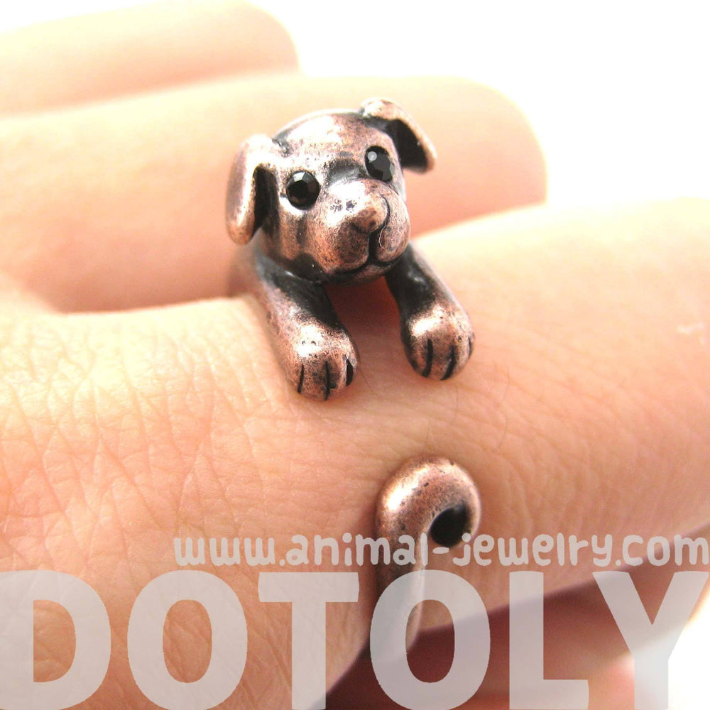 Puppy Dog Animal Wrap Around Ring in Copper | Sizes 4 to 9 Available | DOTOLY