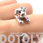 Puppy Dog Animal Wrap Around Ring in Shiny Silver | US Sizes 4 to 9 | DOTOLY