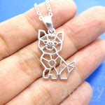 Puppy Dog Outline Shaped Pendant Necklace in Silver | Animal Jewelry | DOTOLY