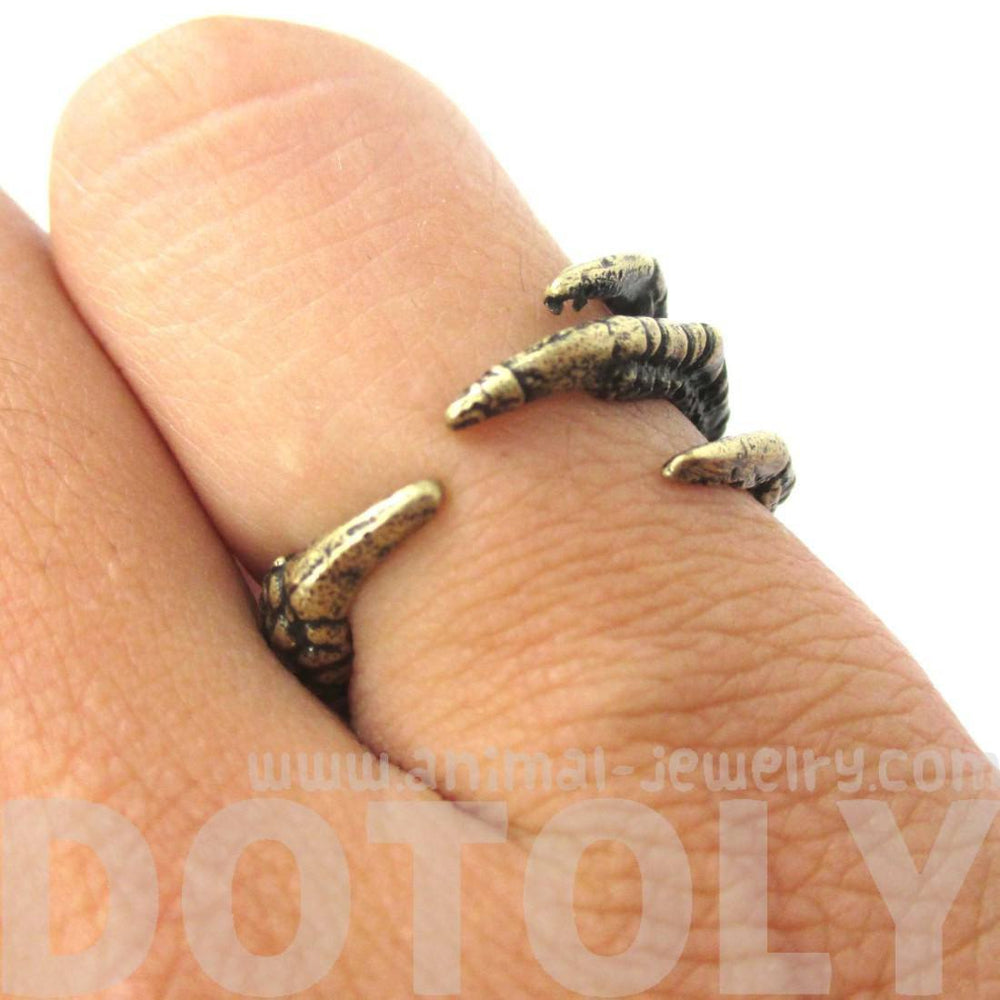 Animal Bird Claw Shaped Wrap Around Ring in Brass | Animal Jewelry